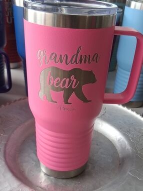 Grandma Bear Pink Insulated Travel Mug